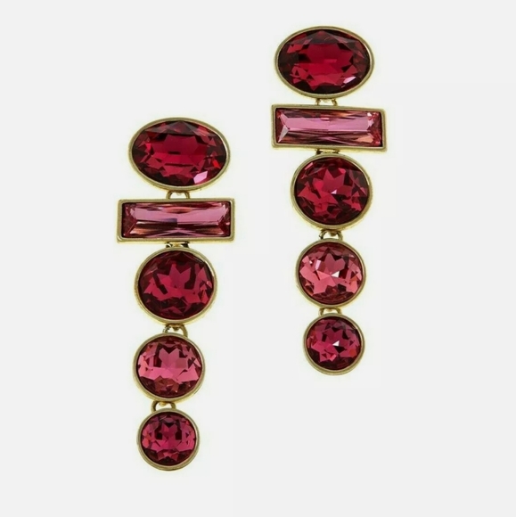 Heidi Daus "Whiplash" Crystal Linear Drop Earrings -Rose-Pierced- MWT - Picture 1 of 4